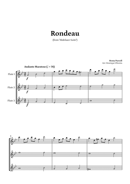 Rondeau from "Abdelazer Suite" by Henry Purcell - For Flute Trio image number null
