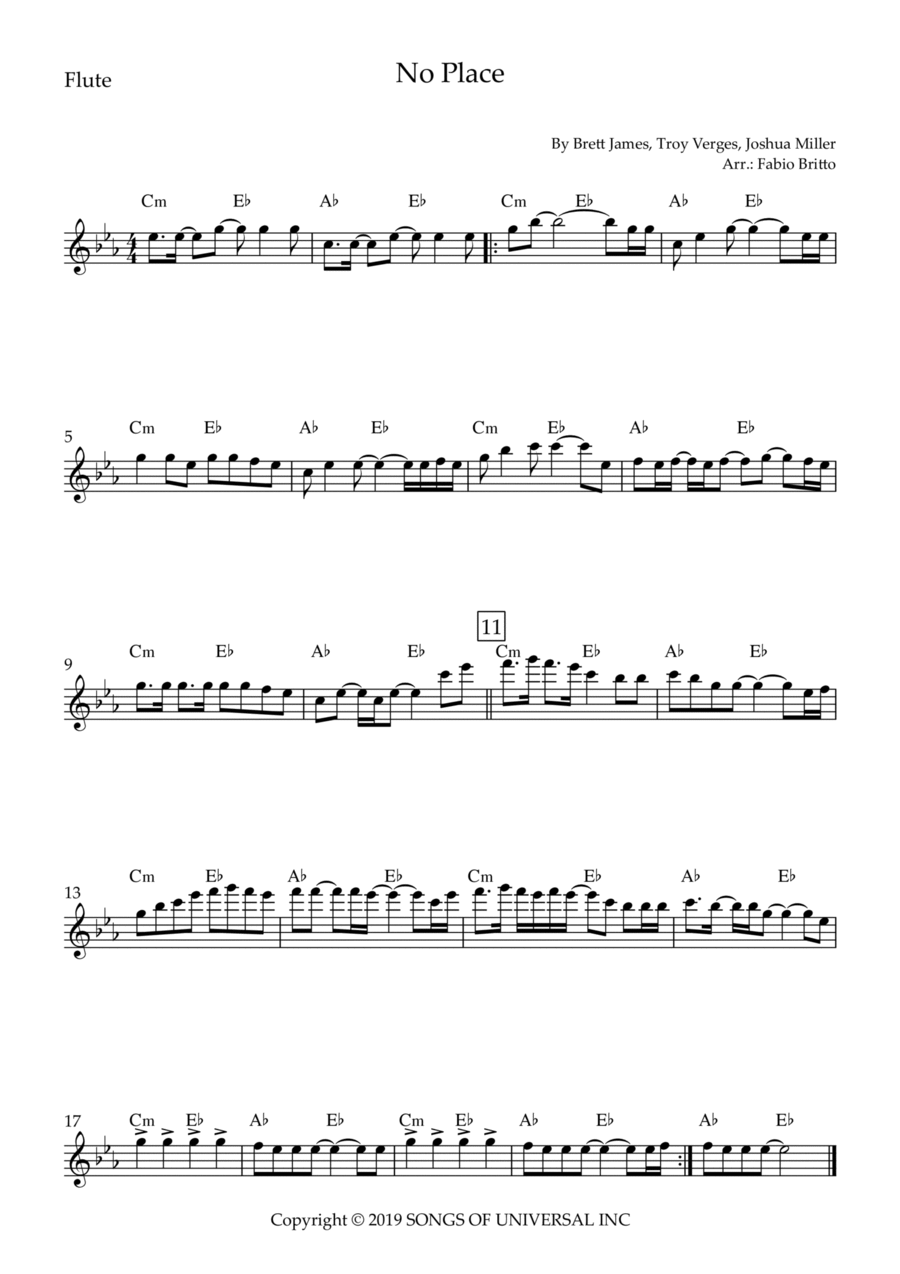 No Place Flute Solo scores gallery preview page 1