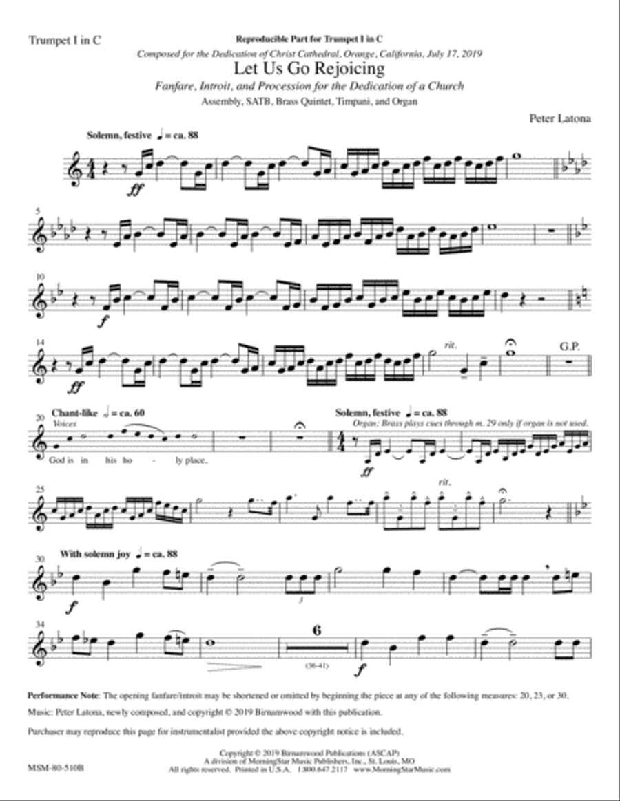 Let Us Go Rejoicing: Fanfare, Introit, and Procession for the Dedication of a Church Choir scores gallery preview page 3