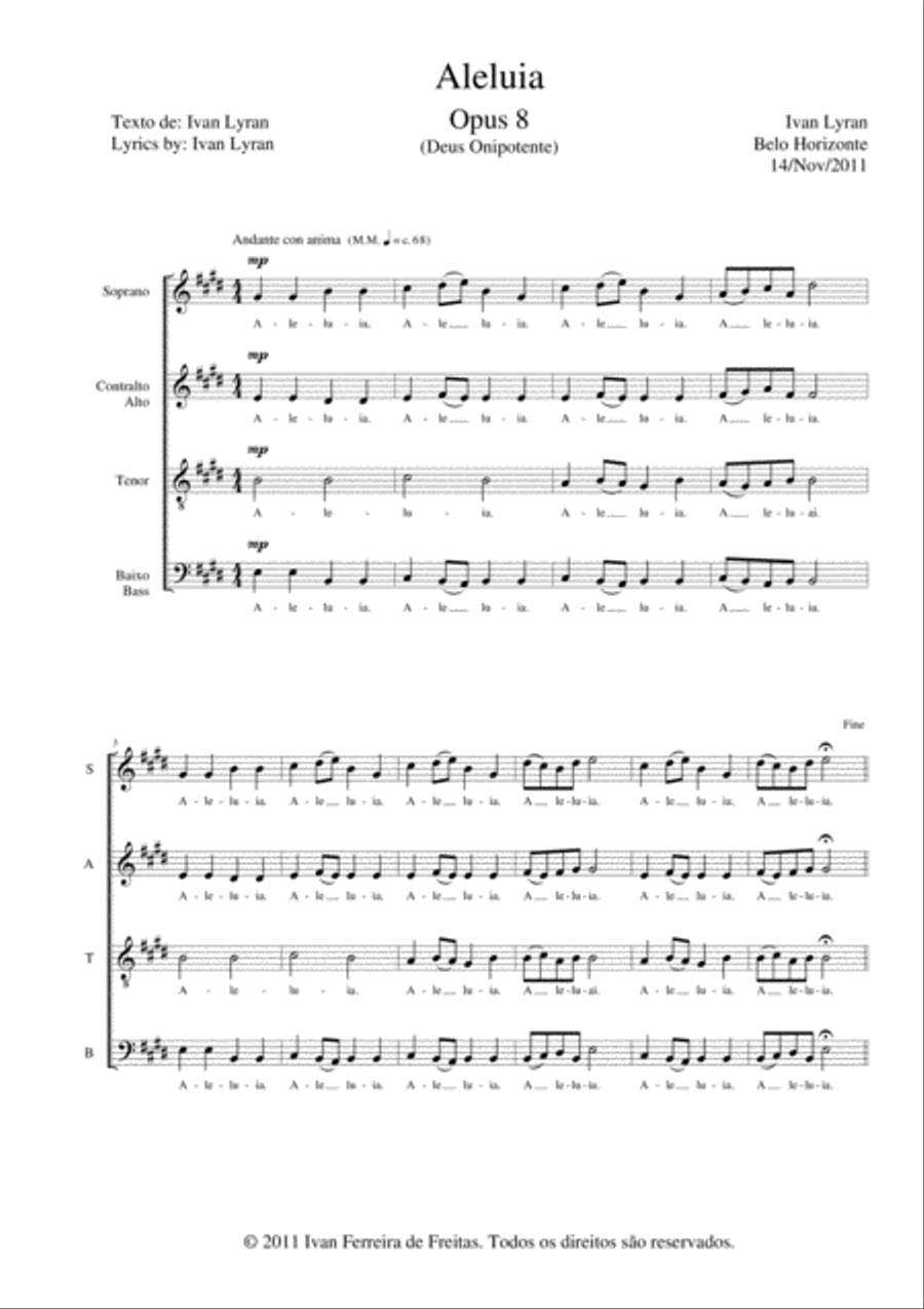 Aleluia Opus 8 4-Part scores gallery preview page 2
