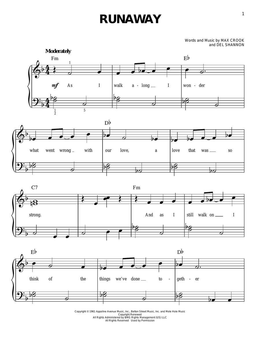 Runaway Easy Piano scores gallery preview page 1