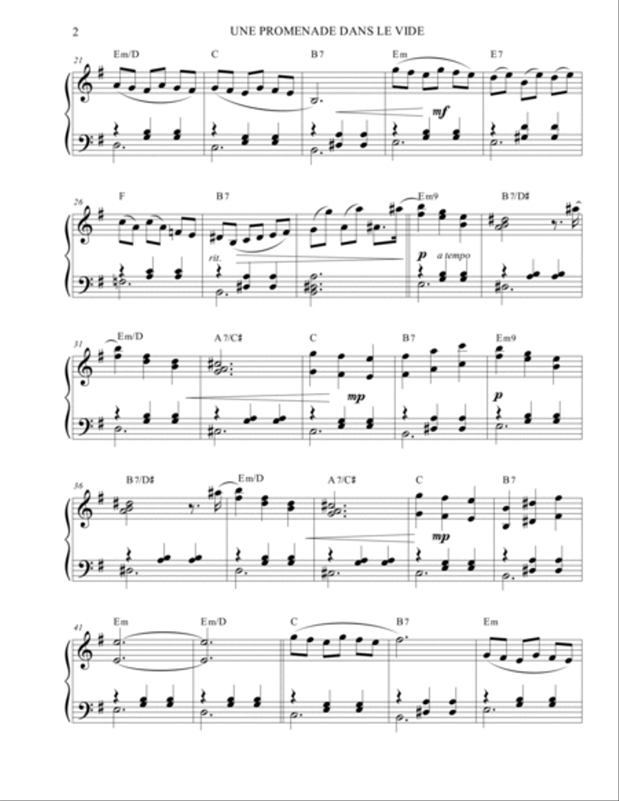Une Promenade Dans Le Vide Piano Solo scores gallery preview page 2