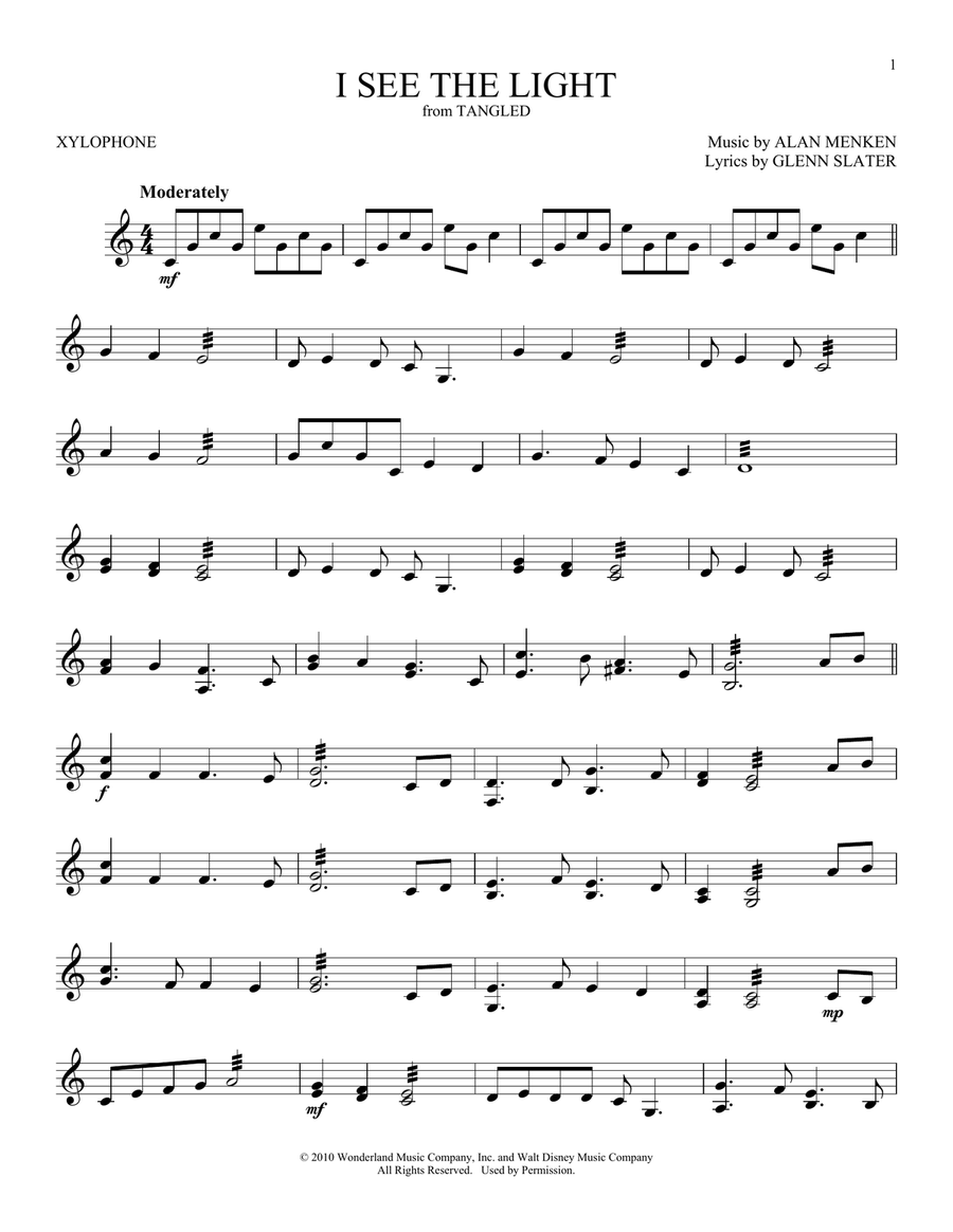 I See The Light (from Tangled) Percussion scores gallery preview page 1