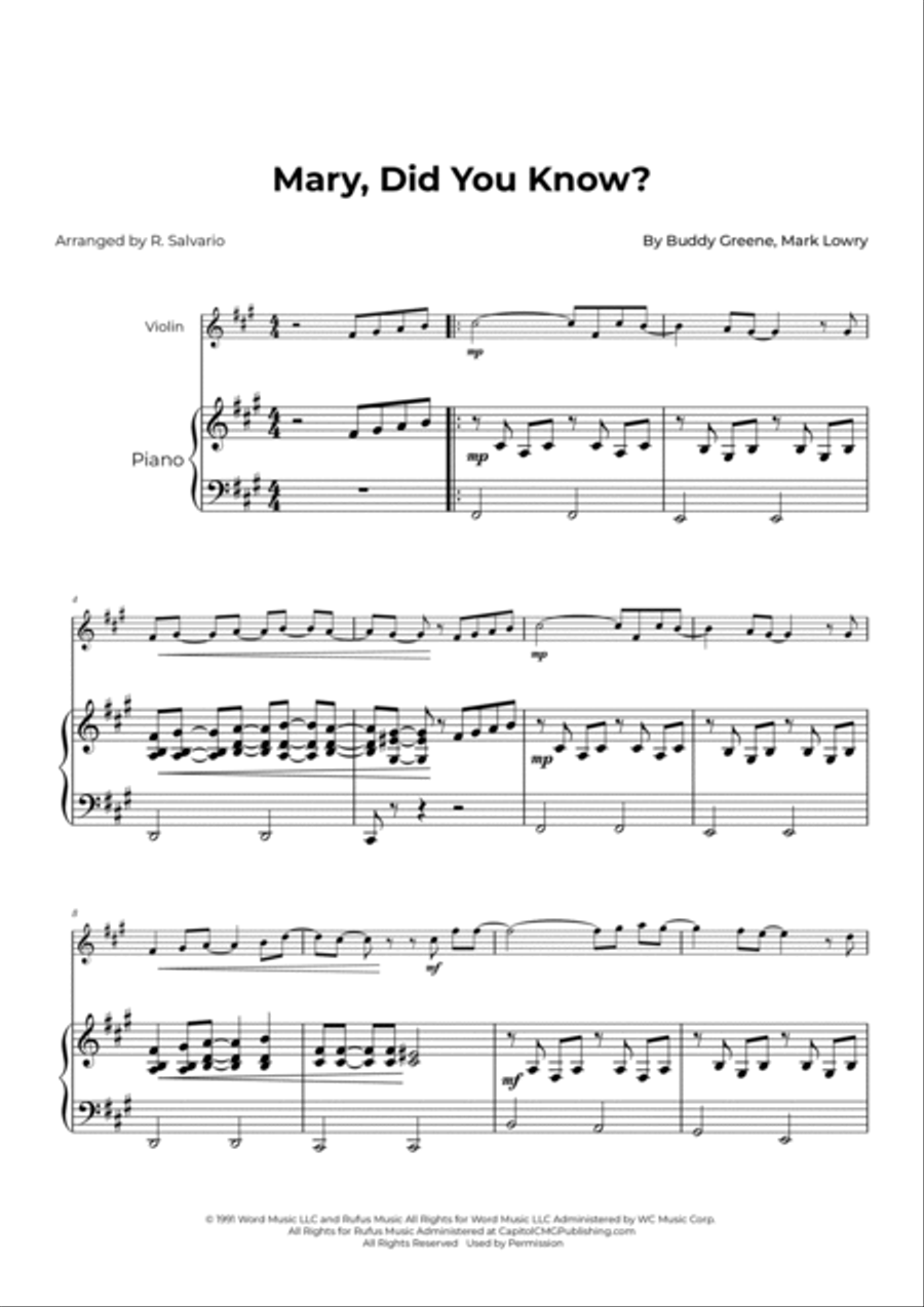 Mary, Did You Know? Mary, Did You Know? Violin Solo scores gallery preview page 2