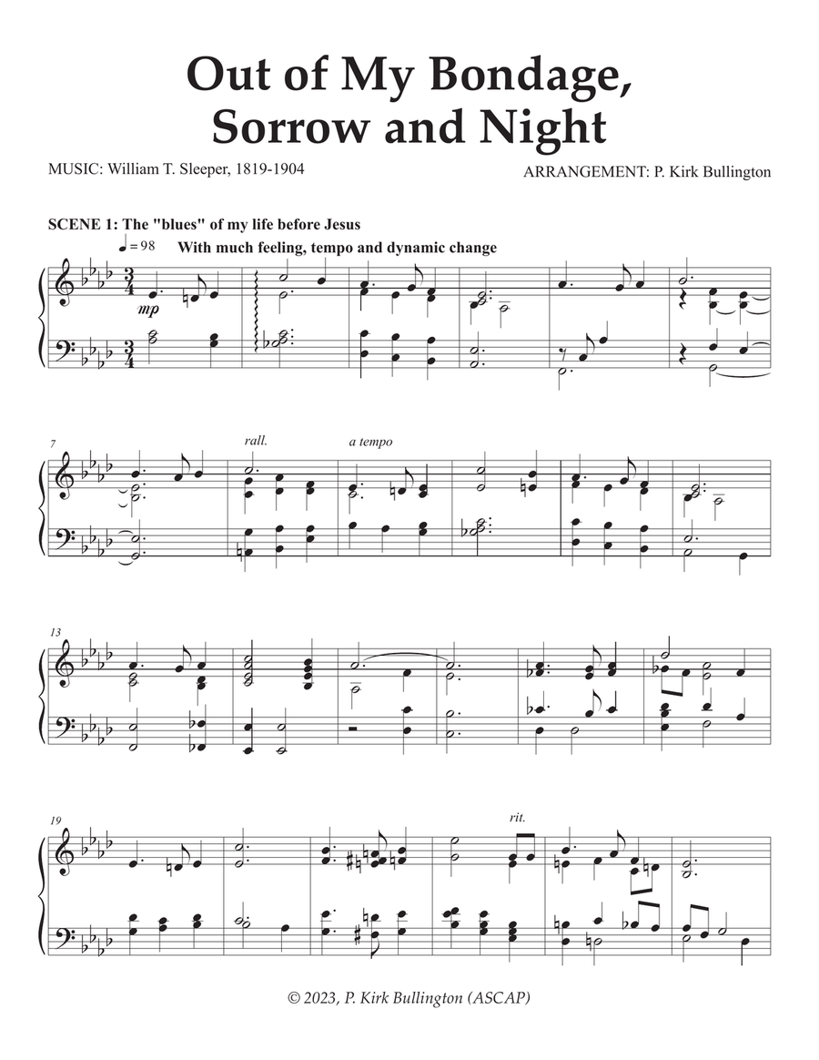 Out Of My Bondage, Sorrow and Night Piano Solo scores gallery preview page 1