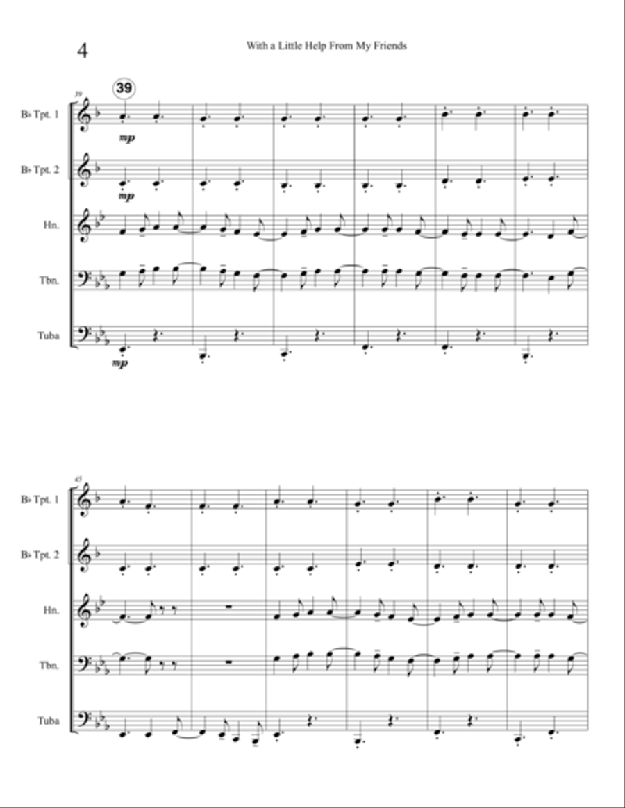 With A Little Help From My Friends Brass Ensemble scores gallery preview page 6