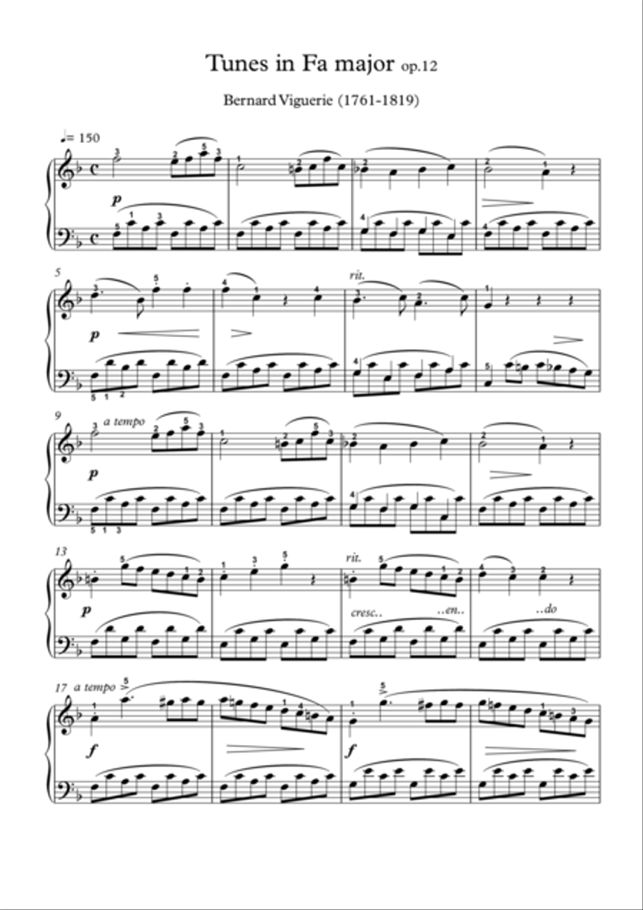 Tunes in Fa major Piano Solo scores gallery preview page 1