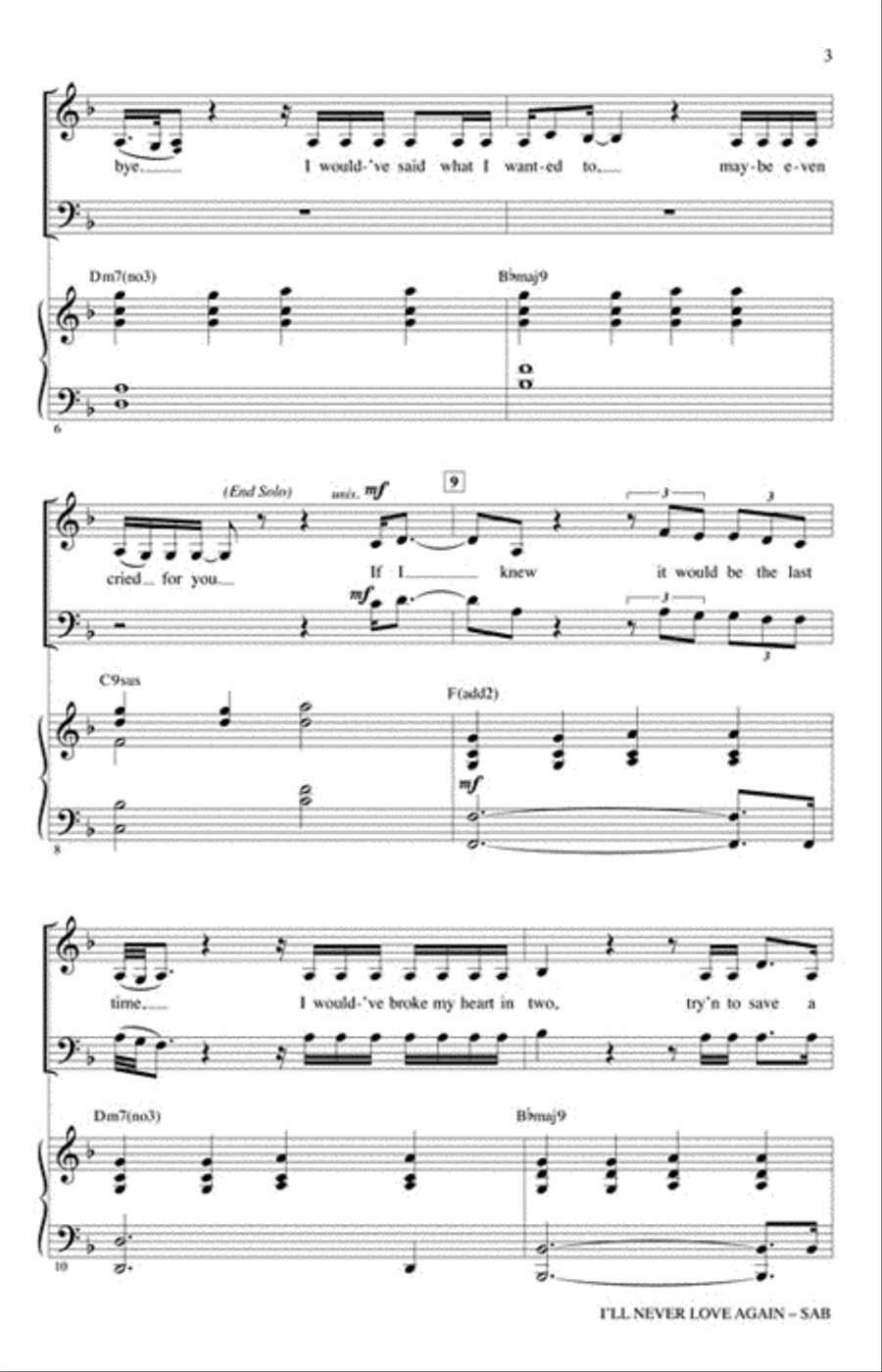 I'll Never Love Again I'll Never Love Again 3-Part scores gallery preview page 3