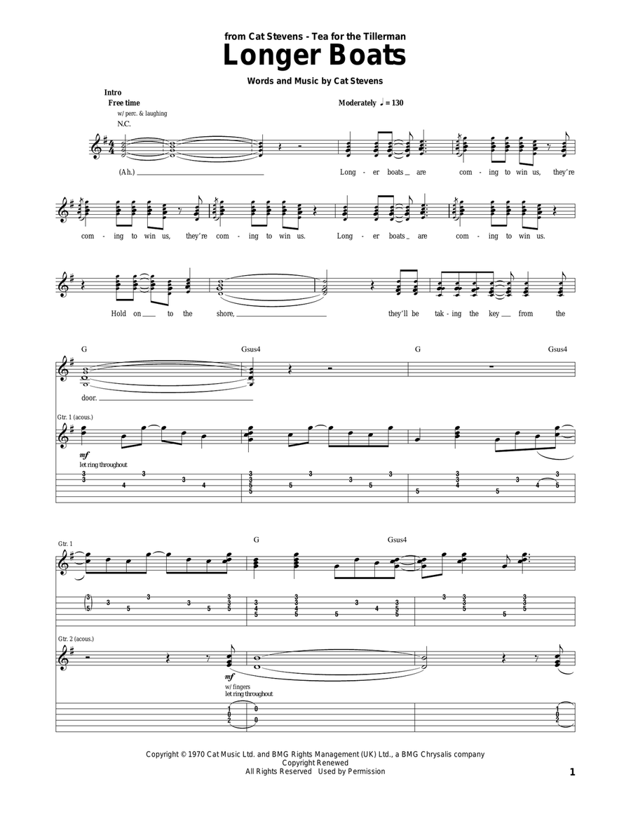 Longer Boats Acoustic Guitar scores gallery preview page 1