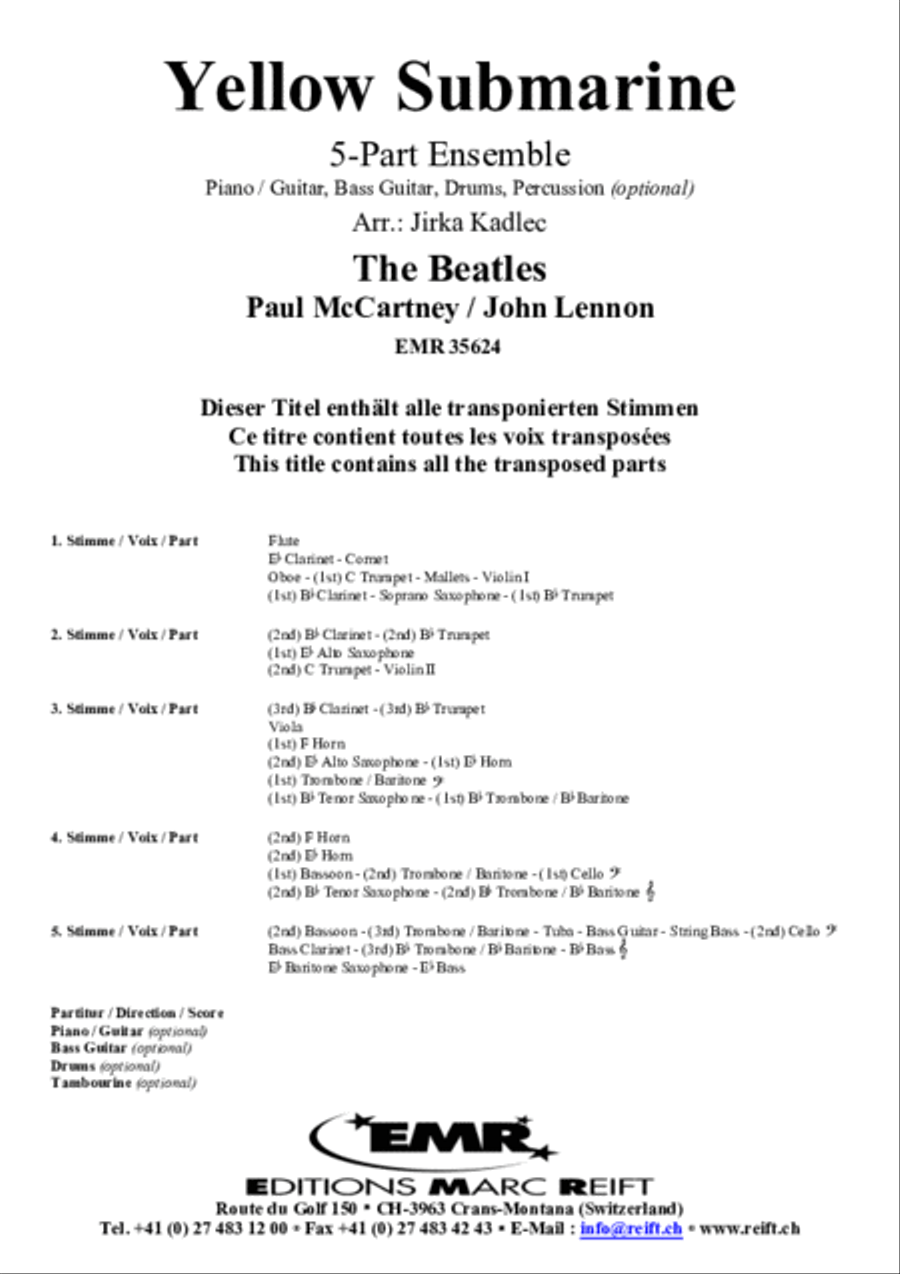 Yellow Submarine Concert Band scores gallery preview page 2