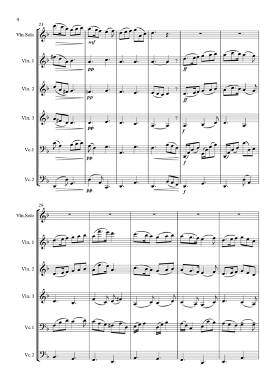 Andante For Solo Violin and Strings (School Arrangement) Chamber Music scores gallery preview page 4