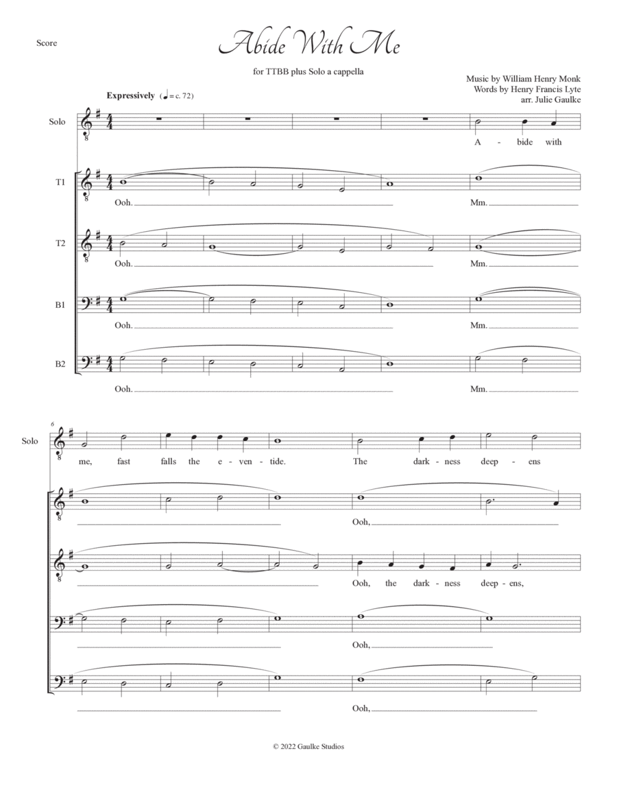 Abide With Me TTBB plus SOLO a cappella TTBB scores gallery preview page 1