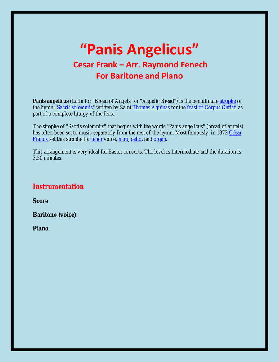 Panis Angelicus - Baritone (voice) and Piano Baritone Horn TC scores gallery preview page 2