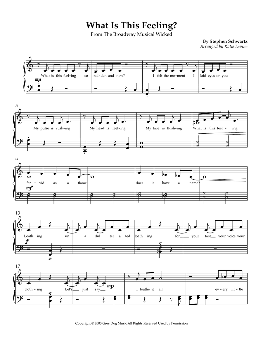 What Is This Feeling? Easy Piano scores gallery preview page 1