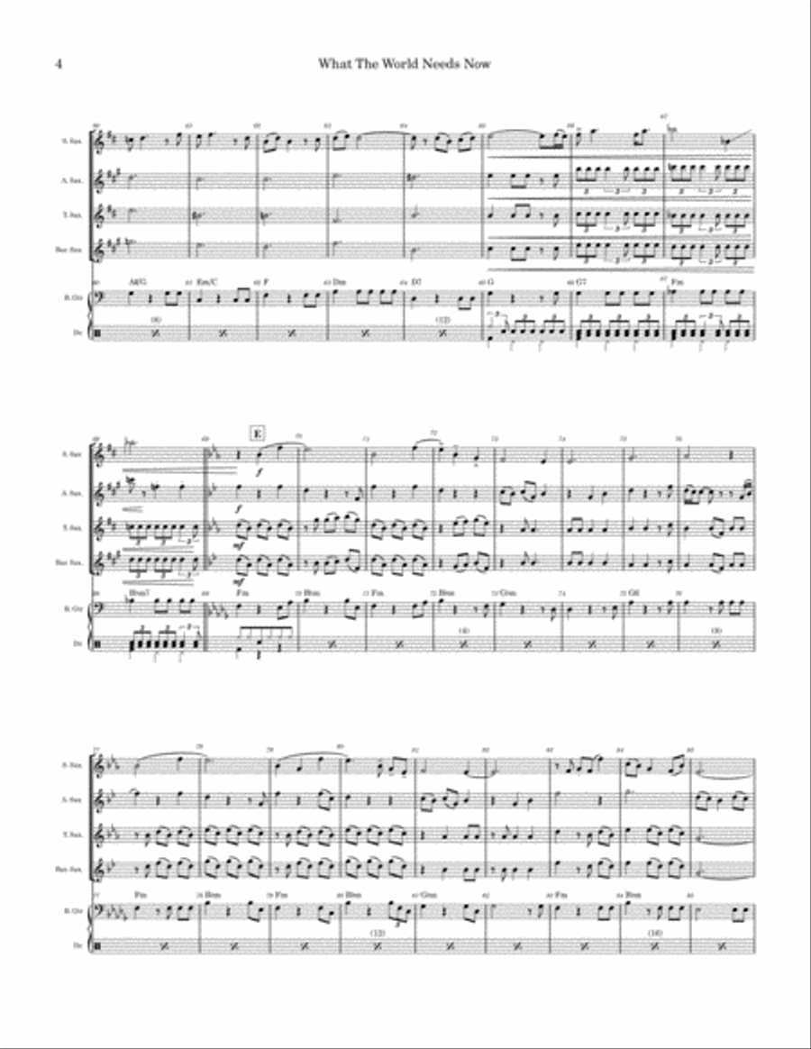 What The World Needs Now Is Love Saxophone Quartet scores gallery preview page 4