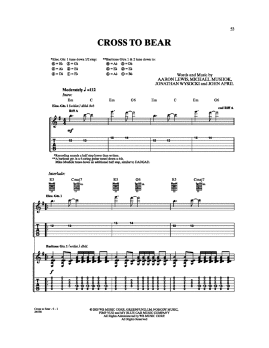 Cross to Bear Electric Guitar scores gallery preview page 1