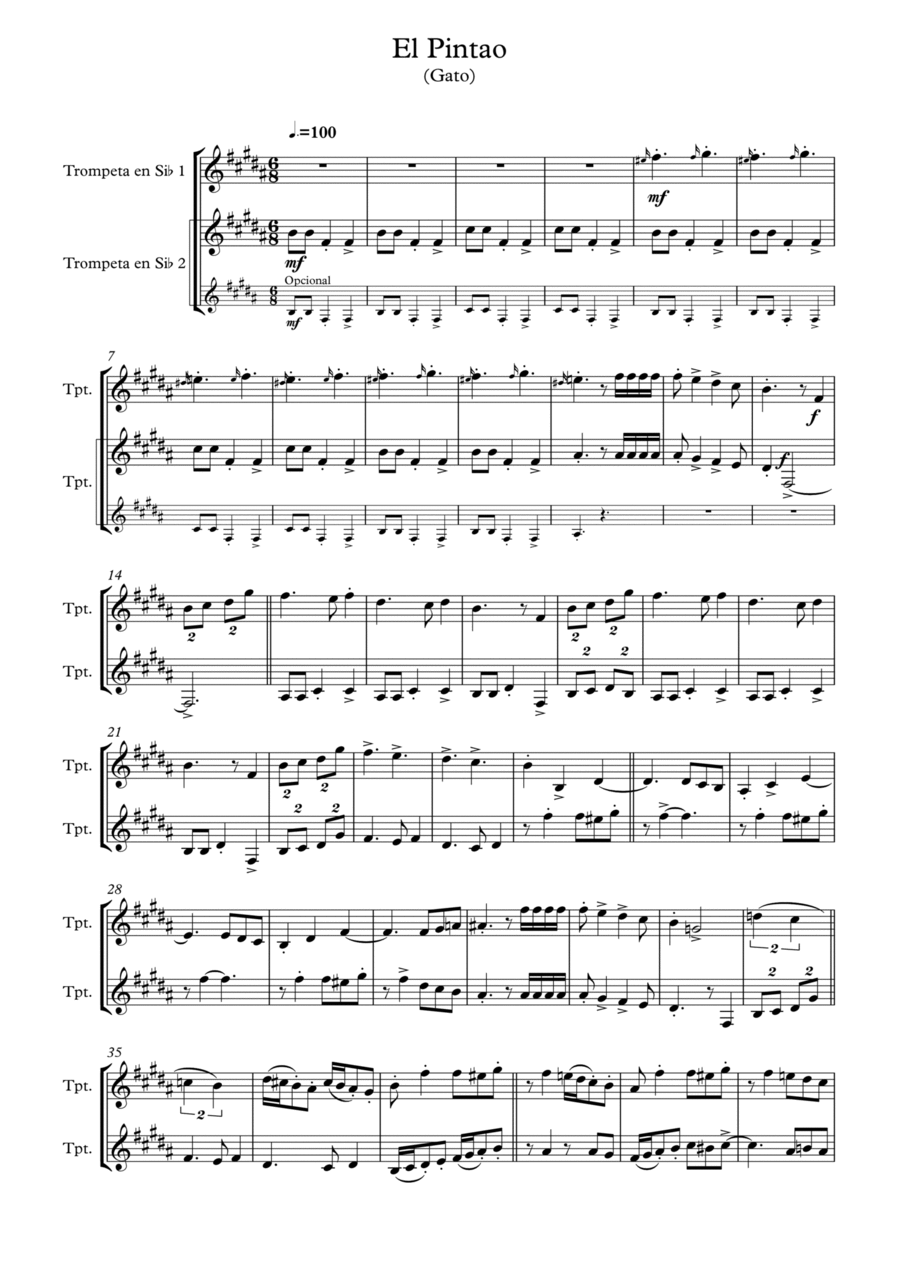 El Pintao Trumpet Duet scores gallery preview page 1