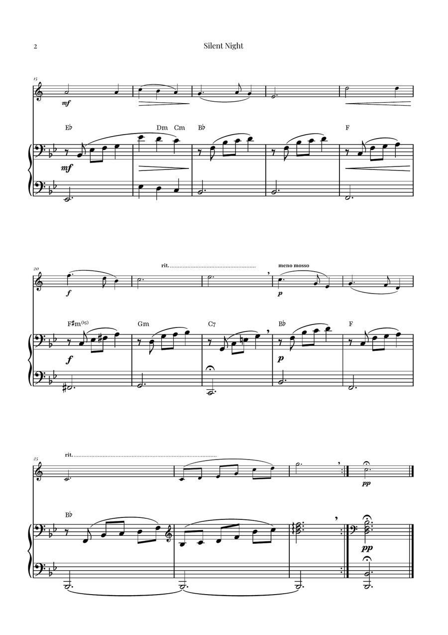 Silent Night | BEAUTIFUL Arrangement B-Flat Clarinet scores gallery preview page 2