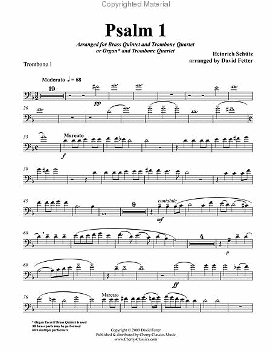 Psalm 1 for Trombone Quartet or Organ and Brass 4-Part scores gallery preview page 7