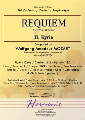 Book cover for MOZART - REQUIEM K. 626 - Kyrie - Full Orchestra - SCORE & PARTS