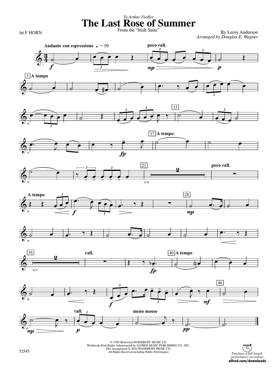 The Last Rose of Summer (from the Irish Suite): 1st F Horn