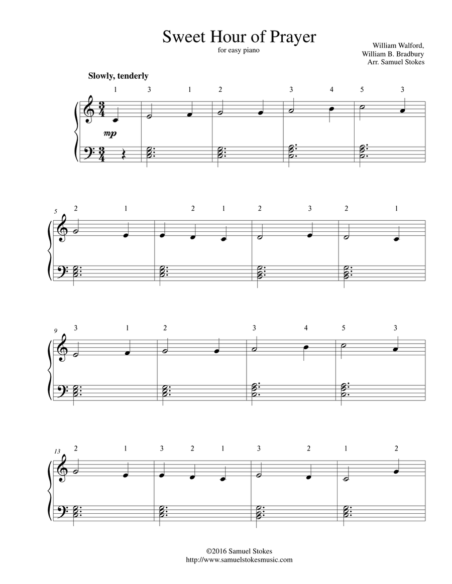 Sweet Hour of Prayer - for easy piano Piano Method scores gallery preview page 1