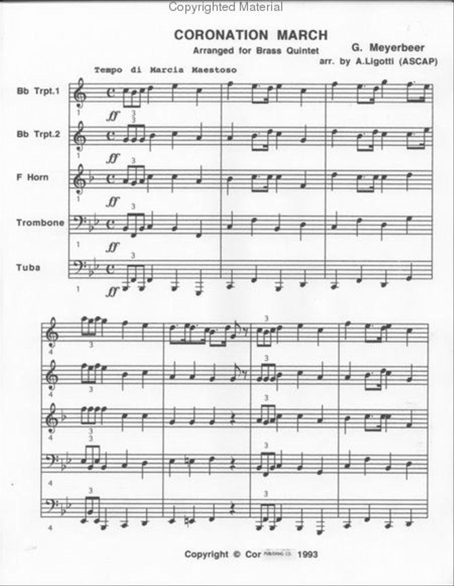 Coronation March (Albert Ligotti) Brass Quintet scores gallery preview page 2