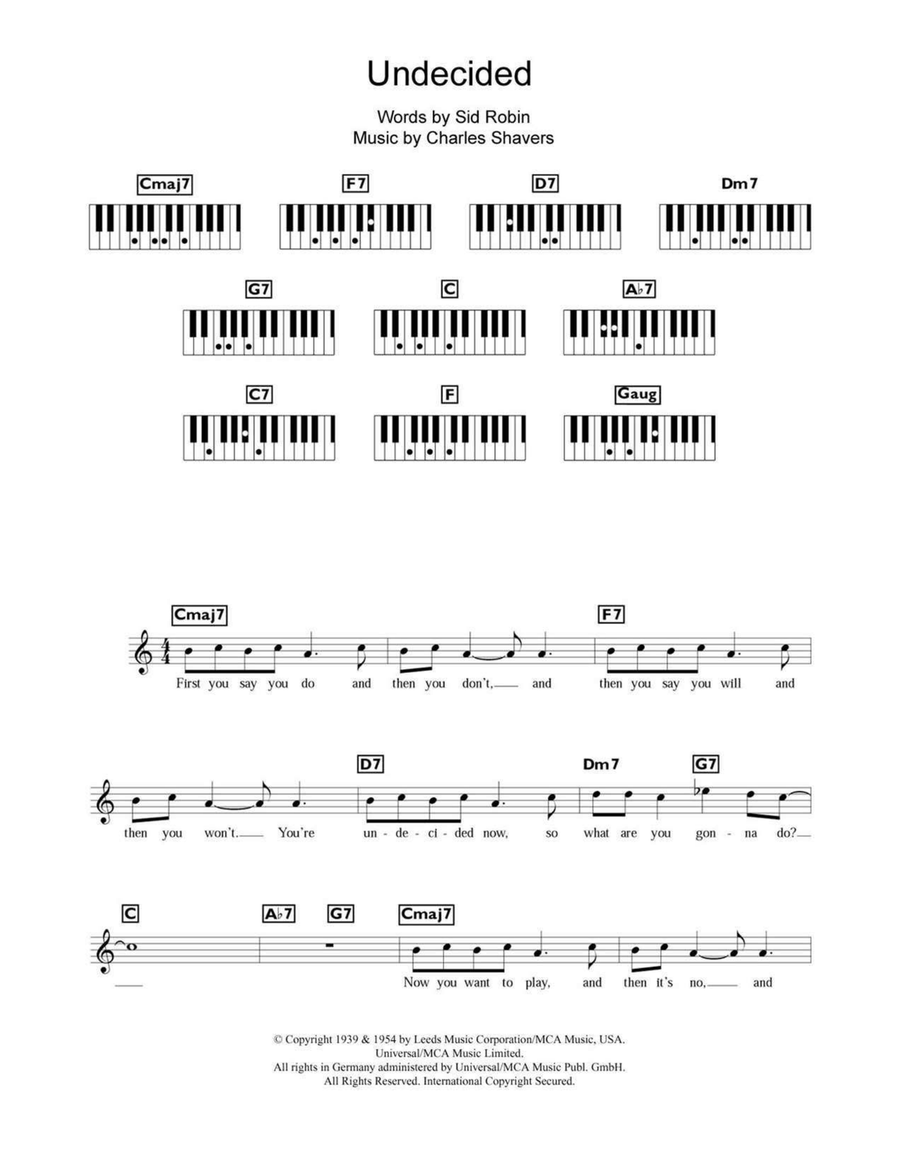 Undecided Undecided Piano scores gallery preview page 1
