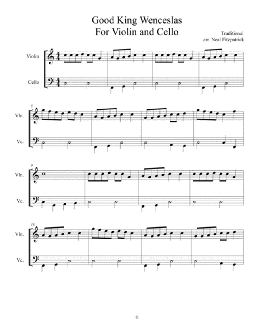 Good King Wenceslas String Duet scores gallery preview page 1