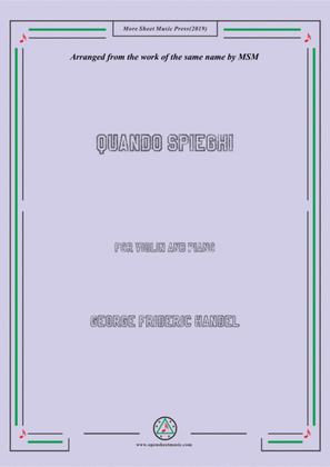 Book cover for Handel-Quando spieghi,for Violin and Piano