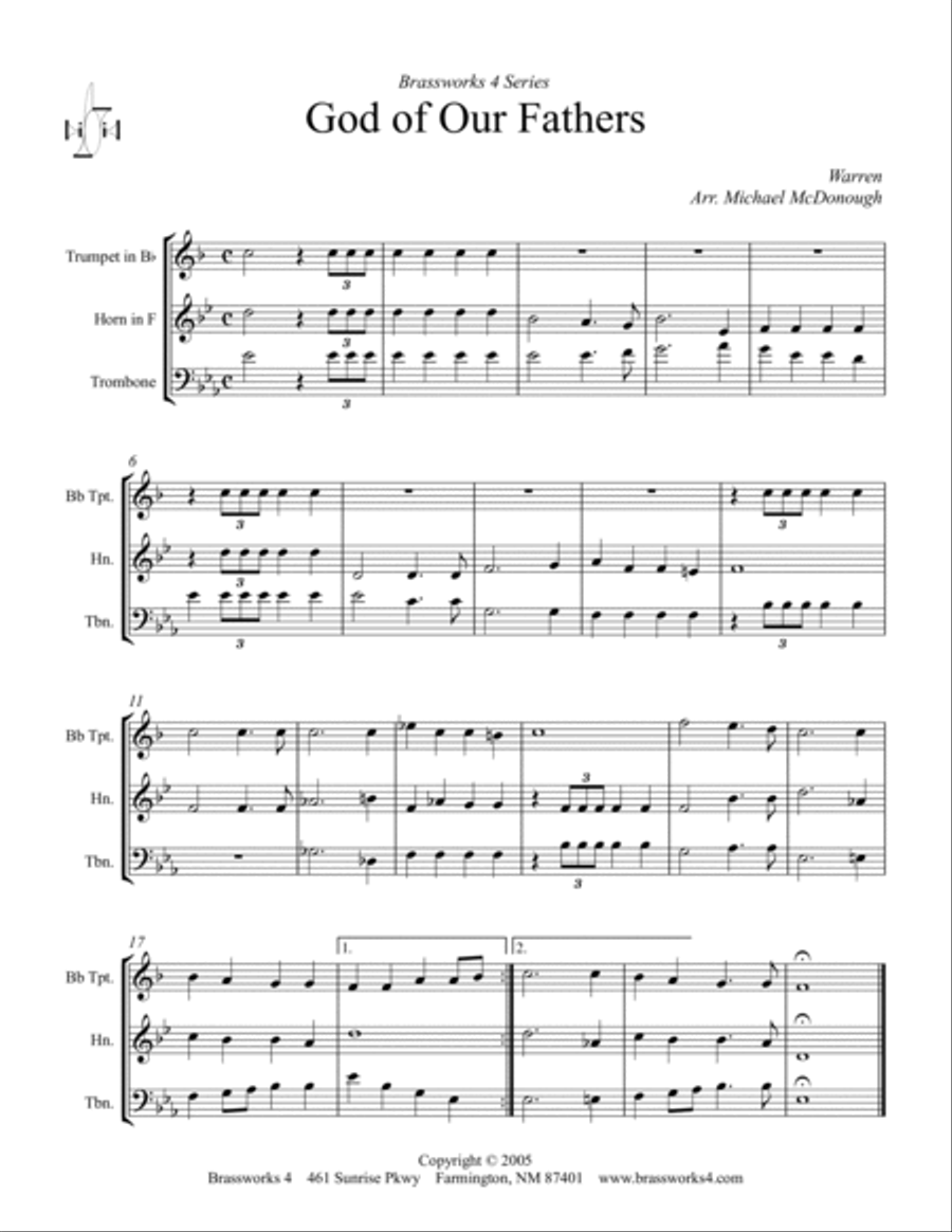 God of Our Fathers God of Our Fathers Brass Trio scores gallery preview page 2