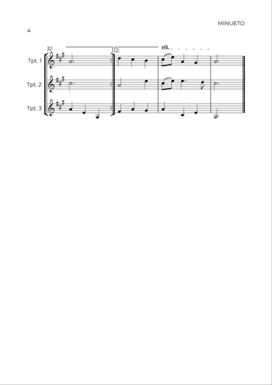 MINUETO - BACH - TRUMPET TRIO Trumpet Trio scores gallery preview page 4