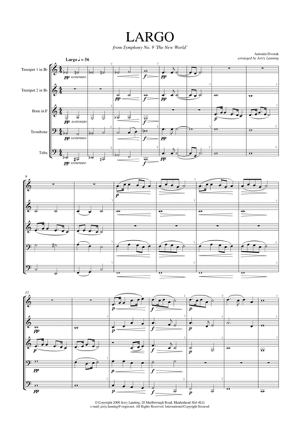 Largo from the 'New World' Symphony (brass quintet) image number null