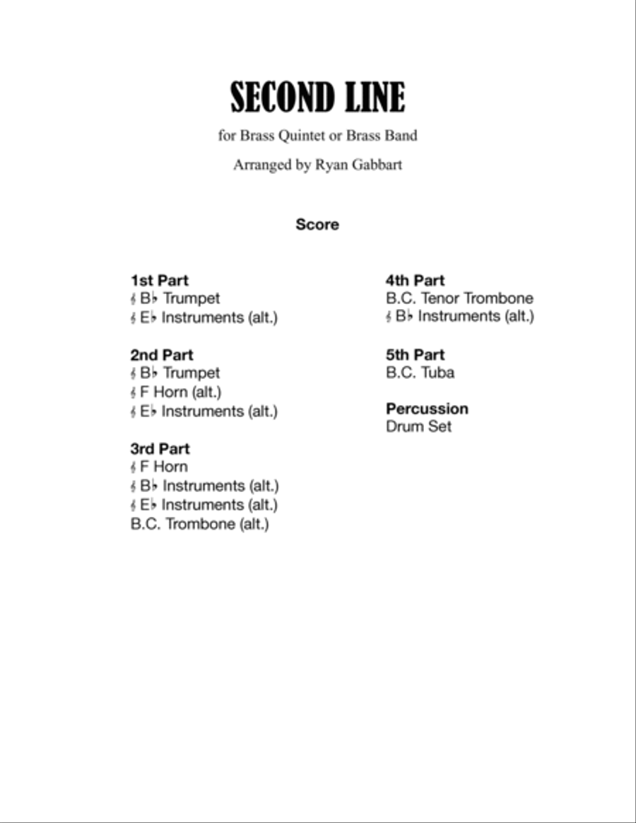 Second Line for Brass Band (Beginner) Brass Band scores gallery preview page 2