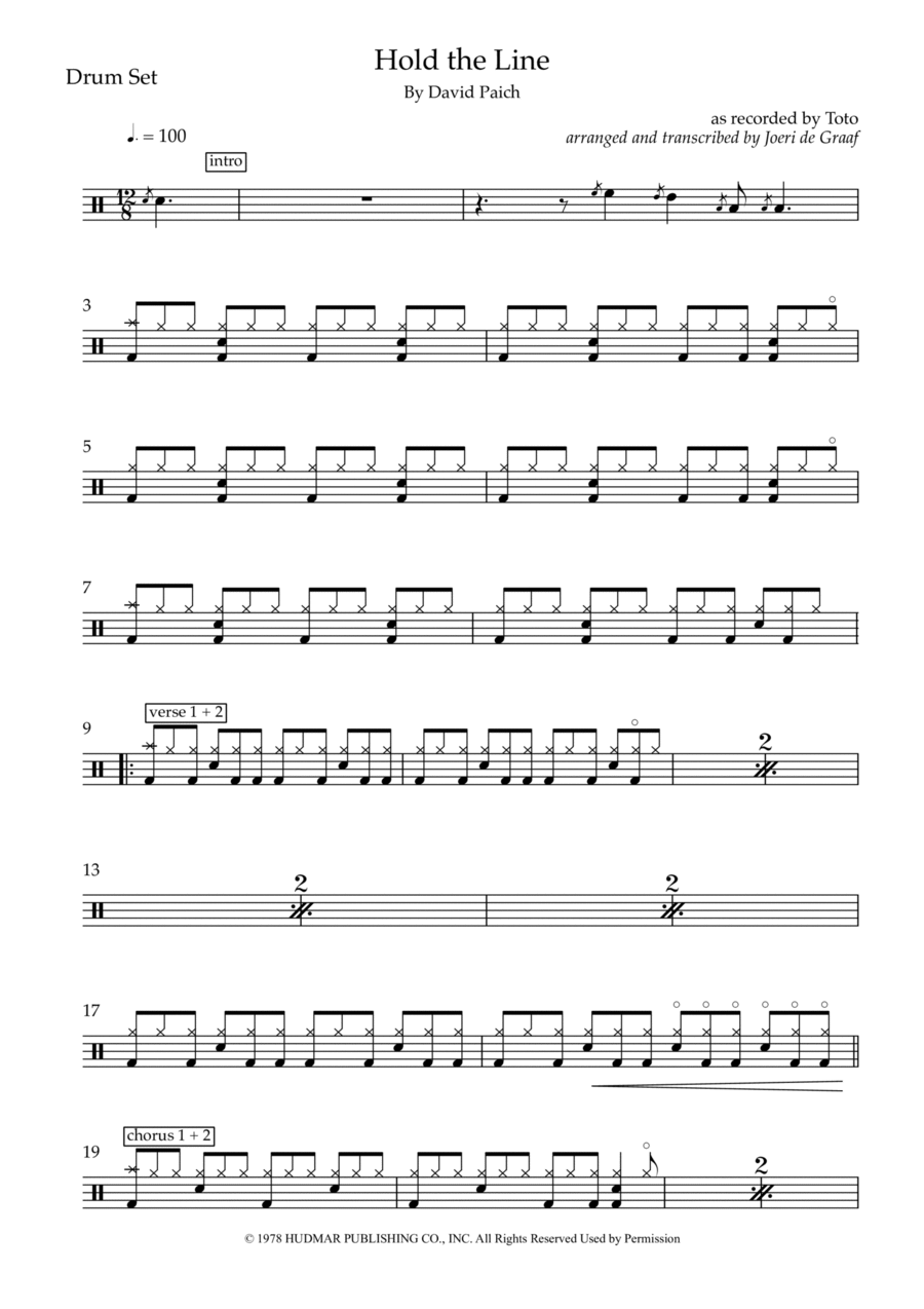 Hold The Line Drum Set scores gallery preview page 1
