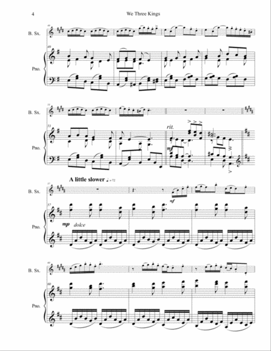 We Three Kings for Solo Bari Saxophone Baritone Saxophone scores gallery preview page 5