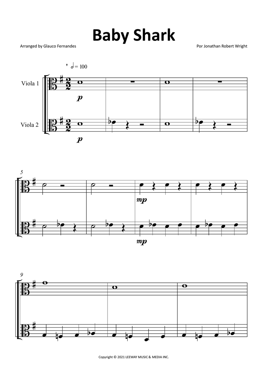 Baby Shark String Duet scores gallery preview page 1