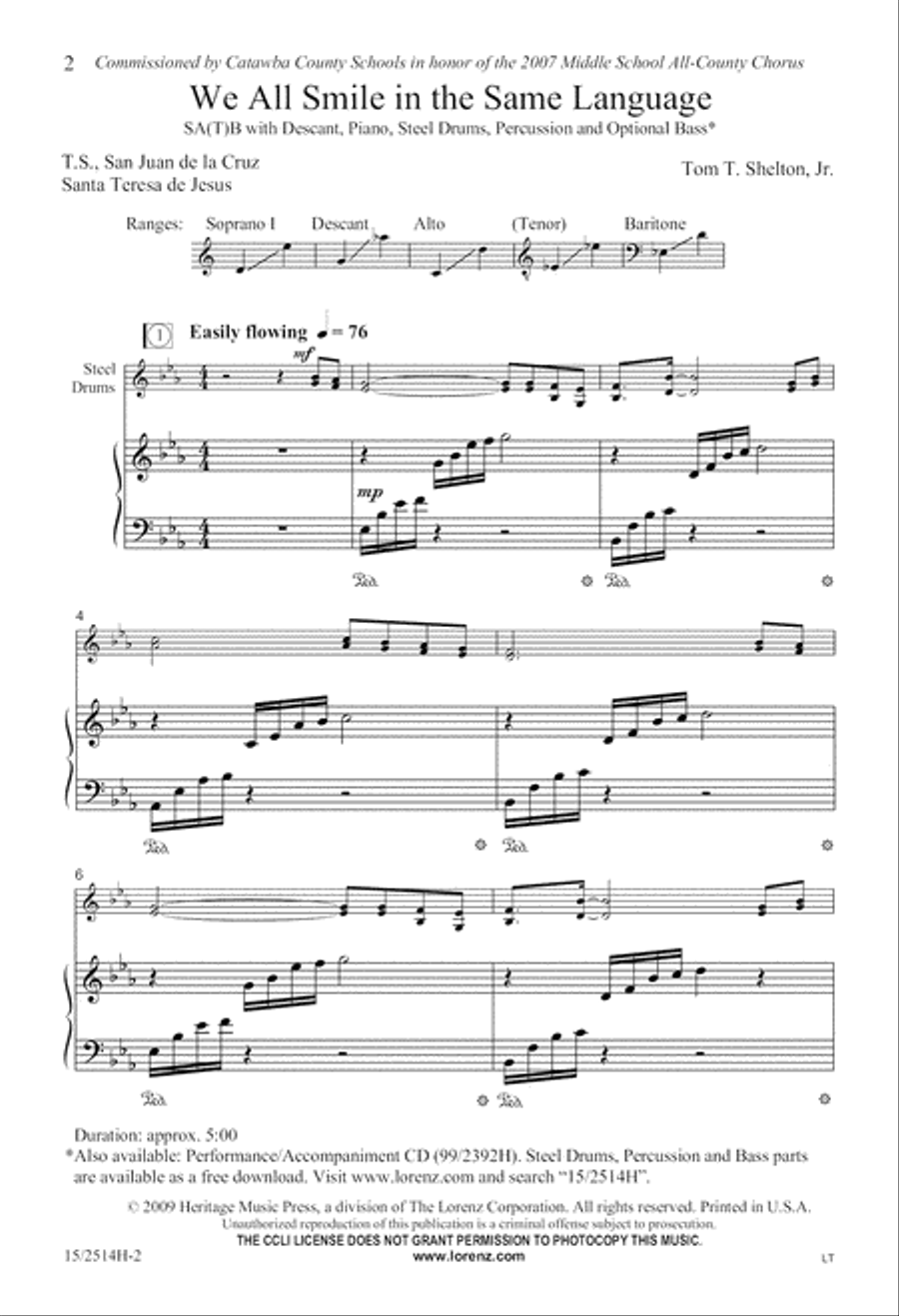 We All Smile in the Same Language 4-Part scores gallery preview page 2