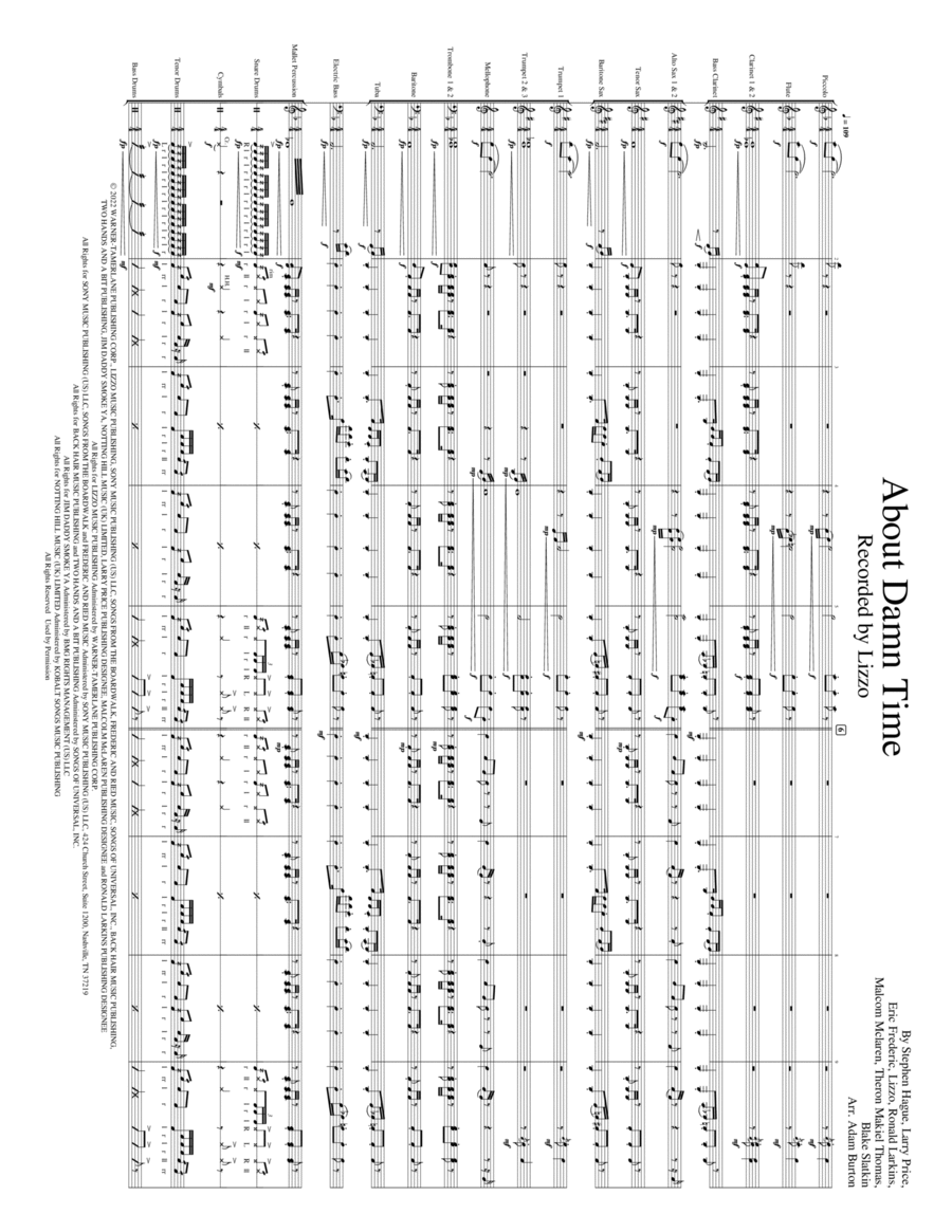 About Damn Time Marching Band scores gallery preview page 1
