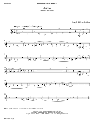 Arioso from Six Pieces for Organ, Volume 2 (Downloadable Horn in F Part)