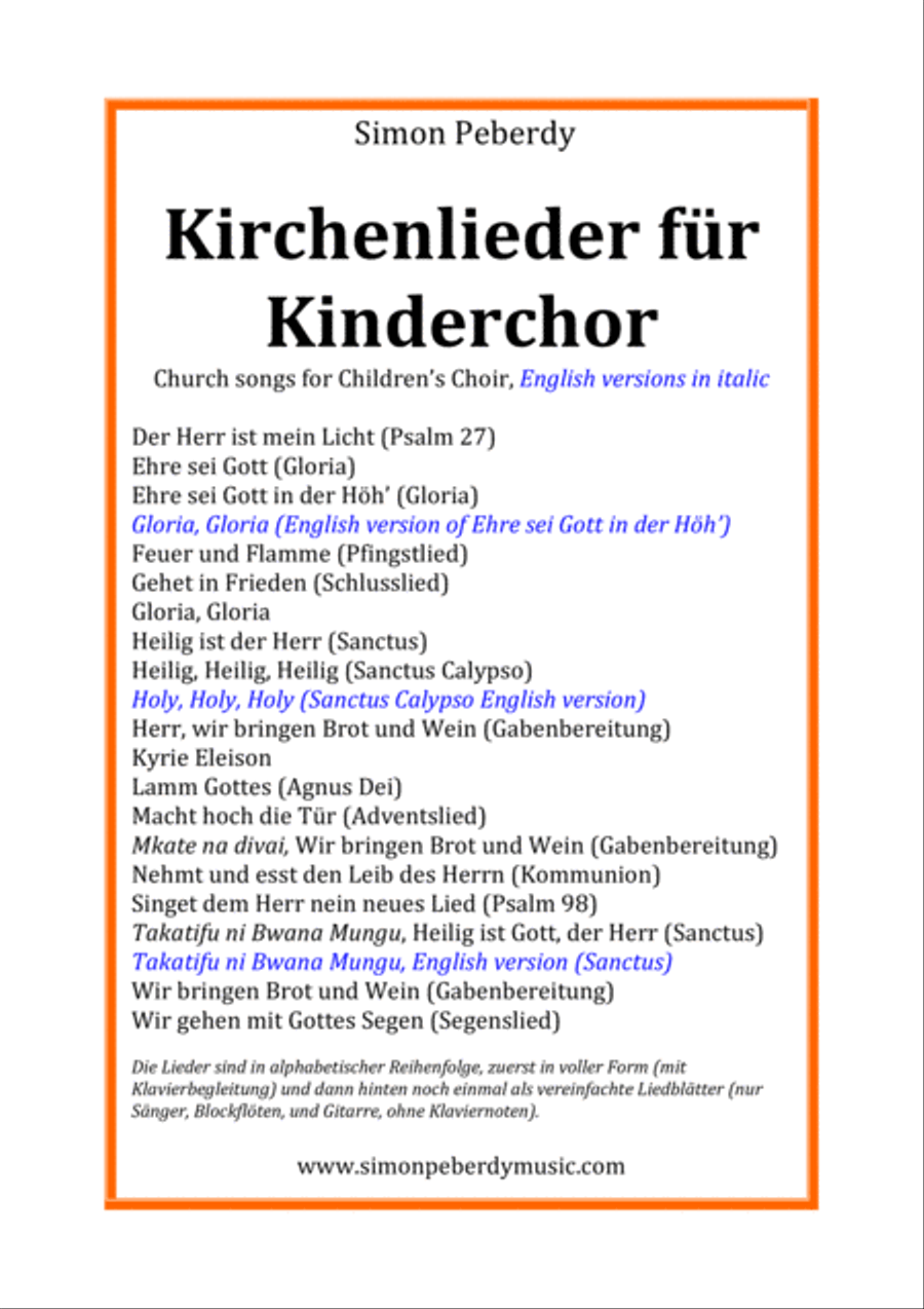 Kirchenlieder für Kinderchor (Church songs for Children's Choir) by Simon Peberdy Children's Choir scores gallery preview page 3