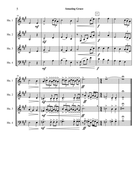 Amazing Grace for Horn Quartet image number null