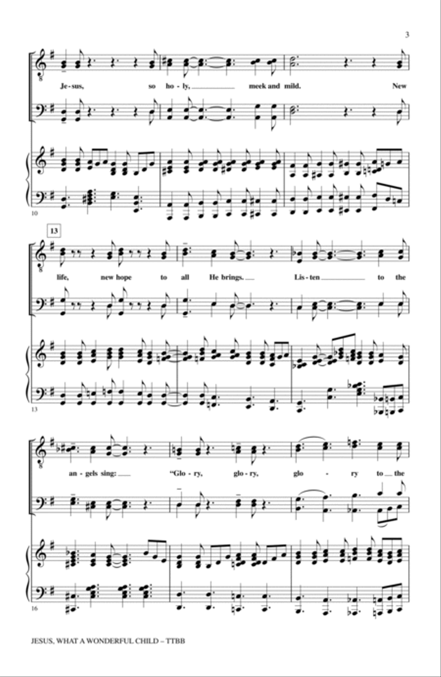 Jesus, What A Wonderful Child TTBB scores gallery preview page 2