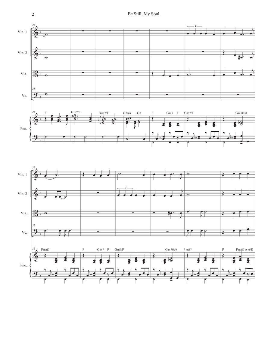 Be Still, My Soul (String Quartet and Piano) String Quartet scores gallery preview page 2