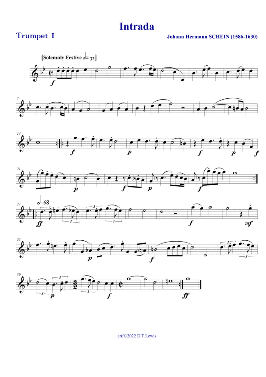 Hermann Schein: Intrada from "Little Musical Banquet" (for brass quintet) image number null
