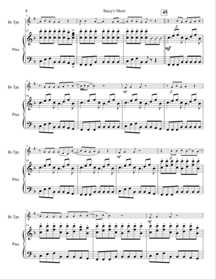 Stacy's Mom Trumpet Solo scores gallery preview page 5