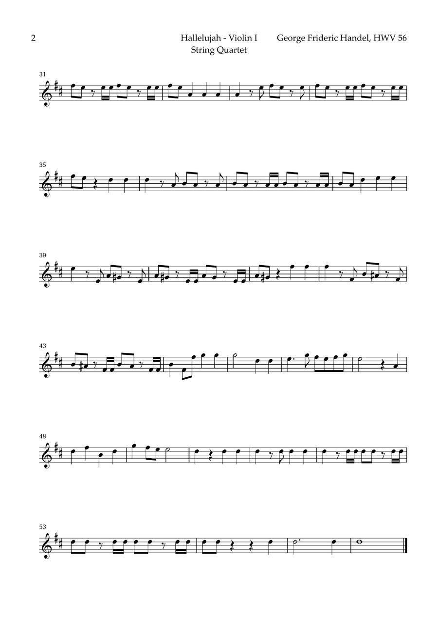 Hallelujah by Handel for String Quartet String Quartet scores gallery preview page 4