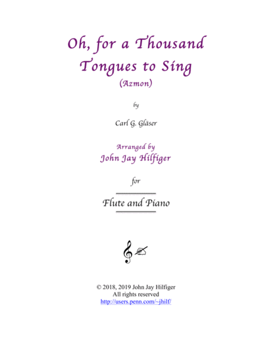 Oh, For A Thousand Tongues to Sing for Flute and Piano image number null