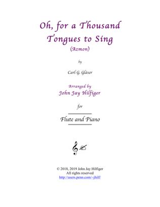 Oh, For A Thousand Tongues to Sing for Flute and Piano