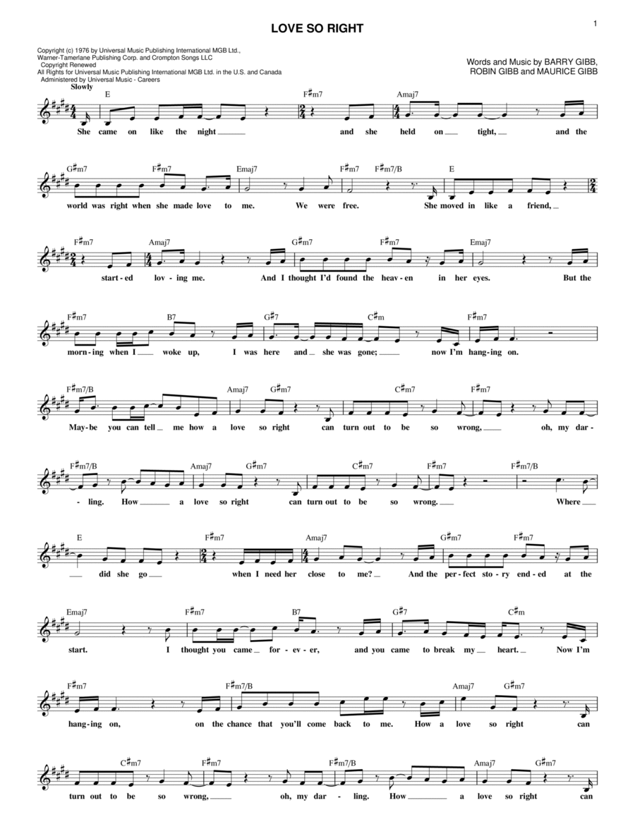 Love So Right Piano scores gallery preview page 1